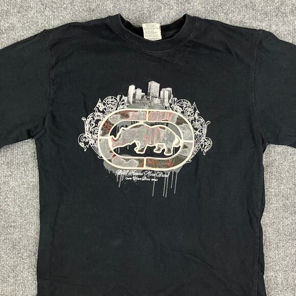 Ecko Unltd TShirt Mens L Black Gray Red Rhino Graphic Urban Hip Hop Street - Picture 1 of 8